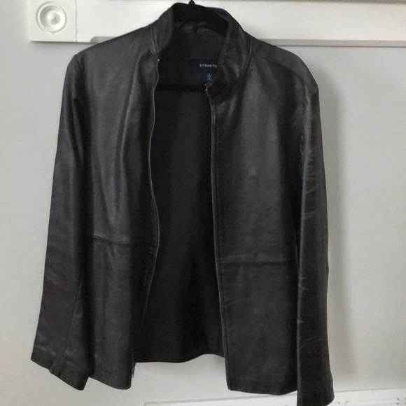 Destress genuine leather jacket